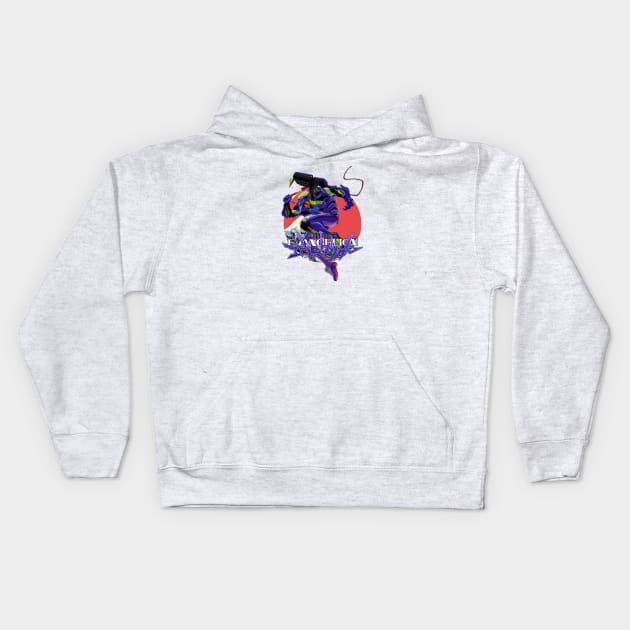 Eva 01 the greatwave Kids Hoodie by mrcatguys